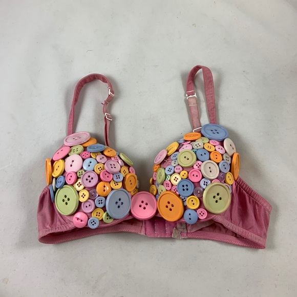 Raver handmade 34BC candy button pink push up bra - Picture 2 of 5